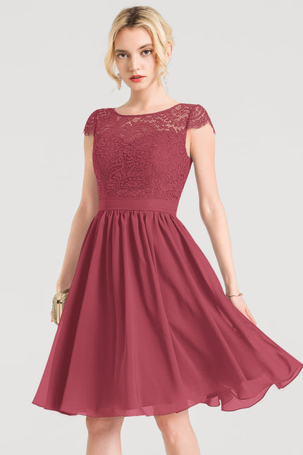 Robe Trapèze Violet Dentelle Douce - gallery 4