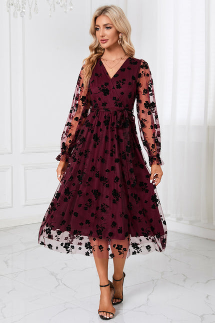 Robe Trapèze Noir Floral Aérien - gallery 6