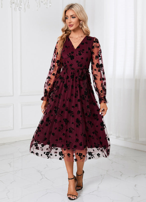 Robe Trapèze Noir Floral Aérien - gallery 6
