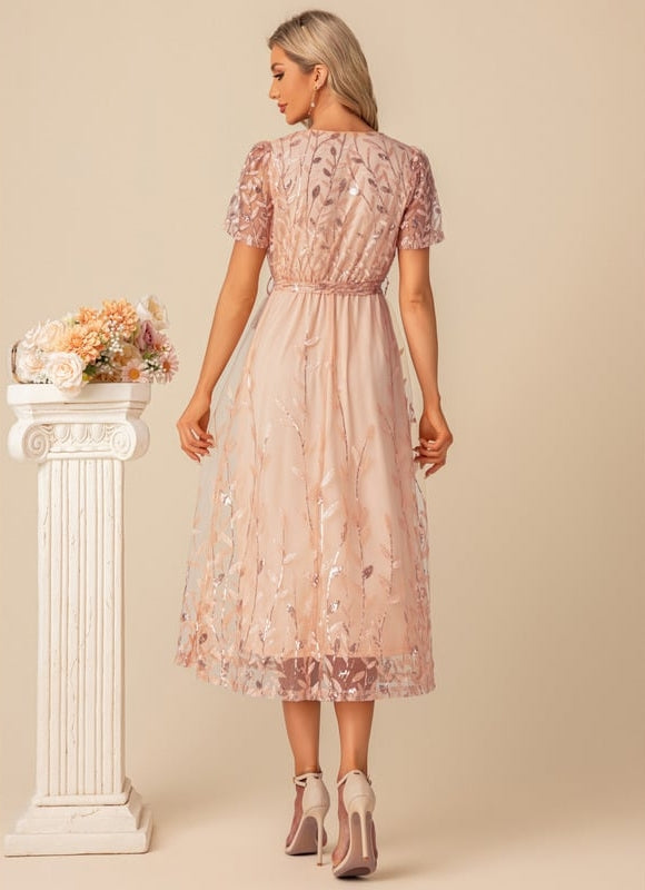 Robe Trapèze Paillette Vaporeuse - gallery 3