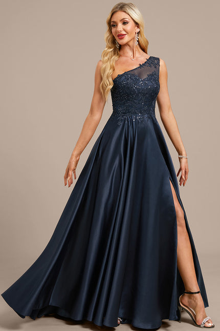 Robe Trapèze Satin Étoilé Noir - gallery 4