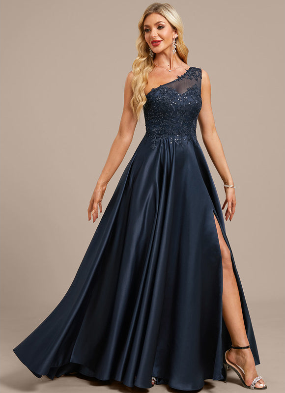 Robe Trapèze Satin Étoilé Noir - gallery 4
