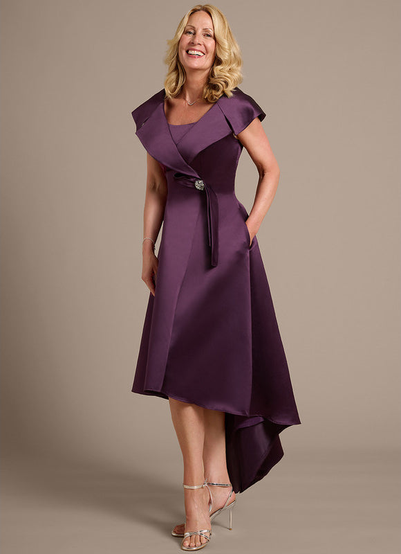 Robe Trapèze Satin Prune Élégant - gallery 4
