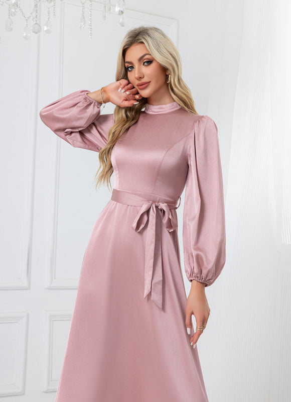 Robe Trapèze Rose Satinée - gallery 3