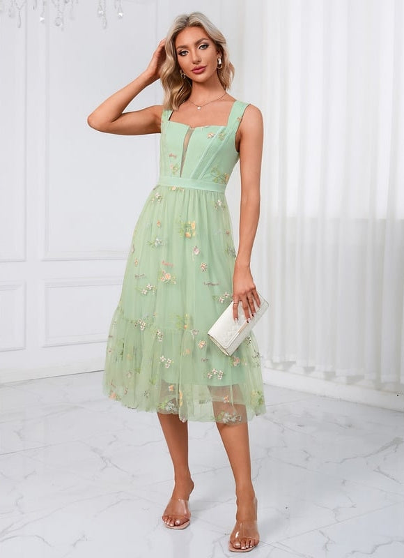 Robe Trapèze Tulle Printanière - gallery 4