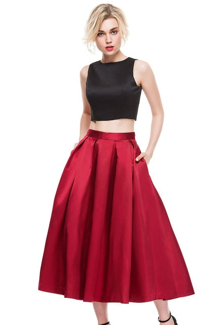Robe Trapèze Satin Rouge - gallery 6