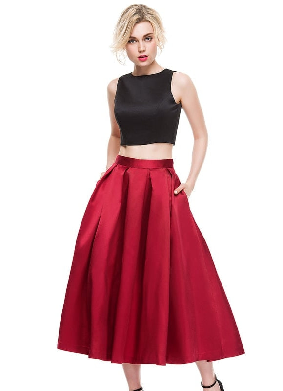Robe Trapèze Satin Rouge - gallery 6