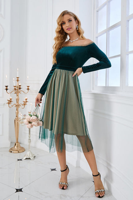 Robe Trapèze Velours Éblouissant