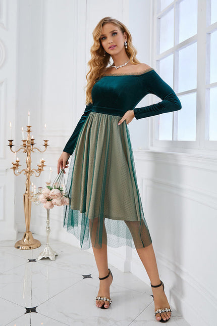 Robe Trapèze Velours Éblouissant
