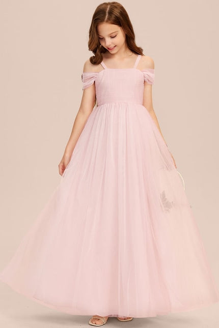 Robe Trapèze Rose Pastel Long Décolletée Épaules - gallery 6