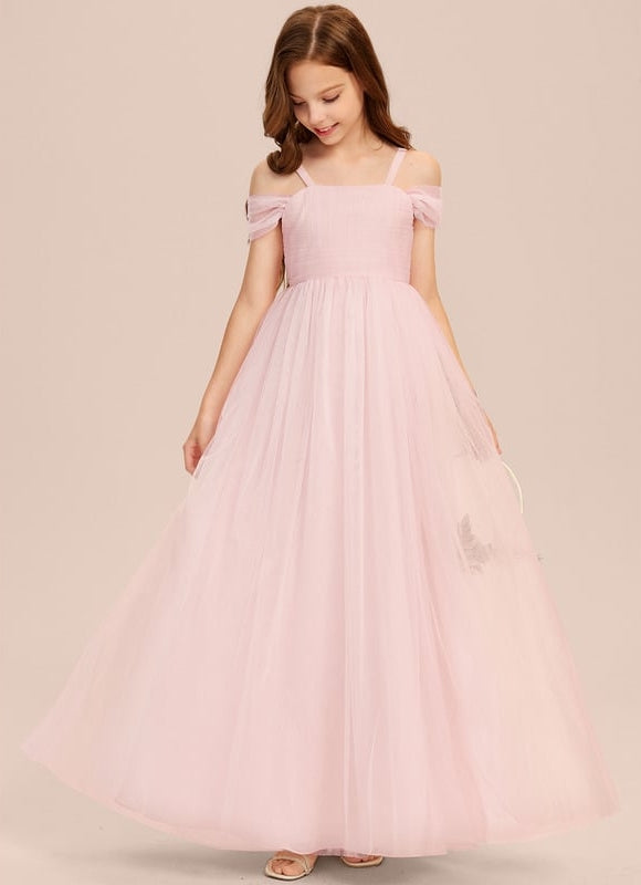 Robe Trapèze Rose Pastel Long Décolletée Épaules - gallery 6
