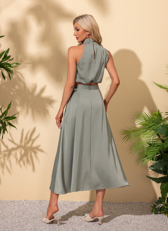 Robe Trapèze Rose Satinée - gallery 4