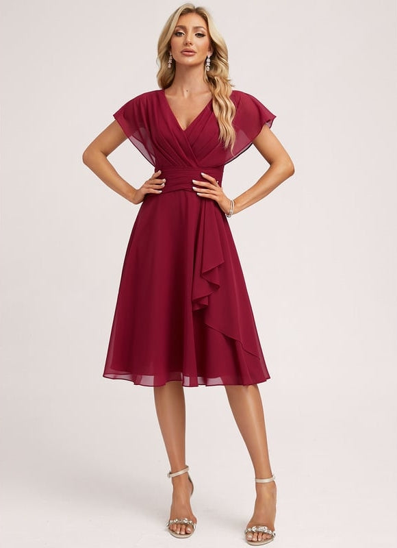 Robe Trapèze Vaporeuse Rubis - gallery 1