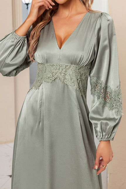 Robe Trapèze Satin Émeraude Tranquille - gallery 4