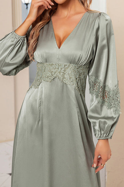 Robe Trapèze Satin Émeraude Tranquille - gallery 4