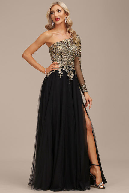 Robe Trapèze Chic Tulle Noir - gallery 1