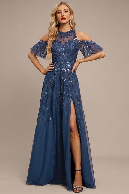Robe Trapèze Satinée Azur - gallery 3
