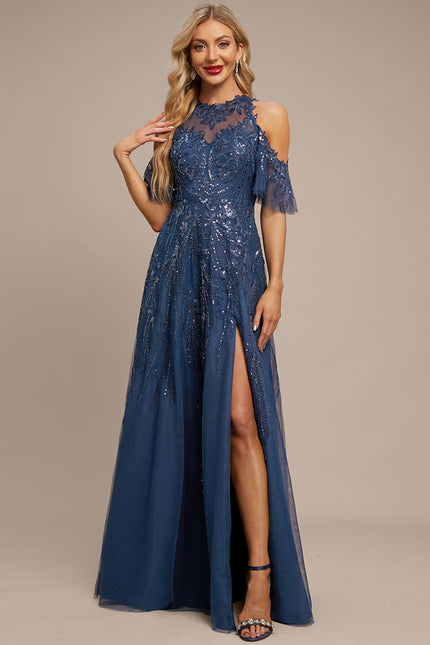 Robe Trapèze Satinée Azur - gallery 4