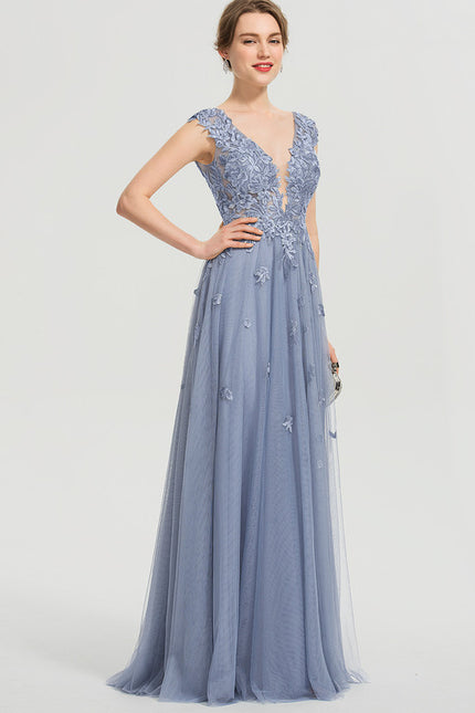 Robe Trapèze Élégance Grise Tulle - gallery 3