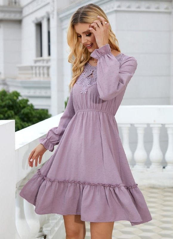 Robe Trapèze Dentelle Marine - gallery 2