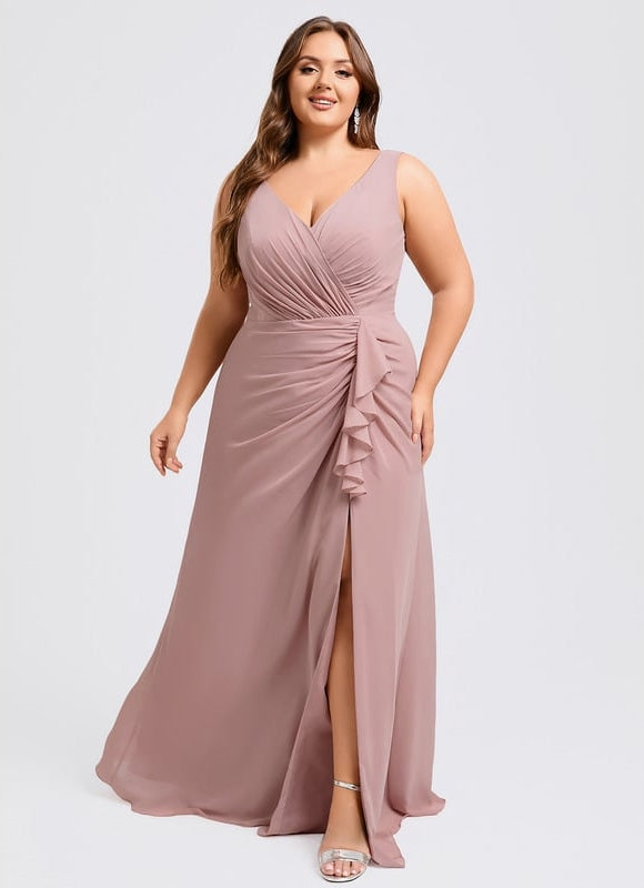 Robe Trapèze Longue Beige Élégante - gallery 6