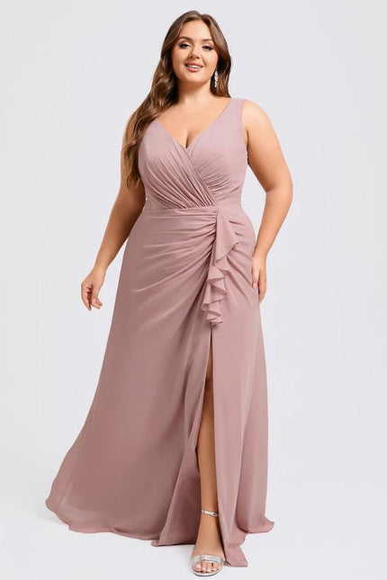 Robe Trapèze Longue Beige Élégante - gallery 6