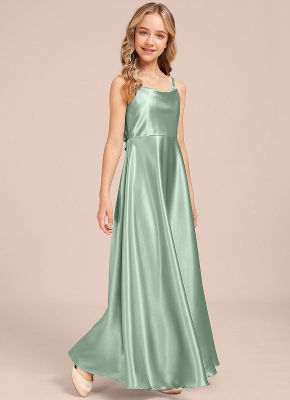 Robe Trapèze Satin Vert Éclatant - gallery 5