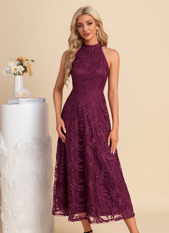 Robe Trapèze Violette Dentelle - gallery 5