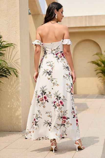 Robe Trapèze Fleur Écru Maxi - gallery 3