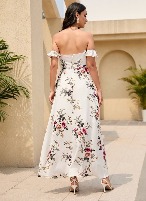 Robe Trapèze Fleur Écru Maxi - gallery 3