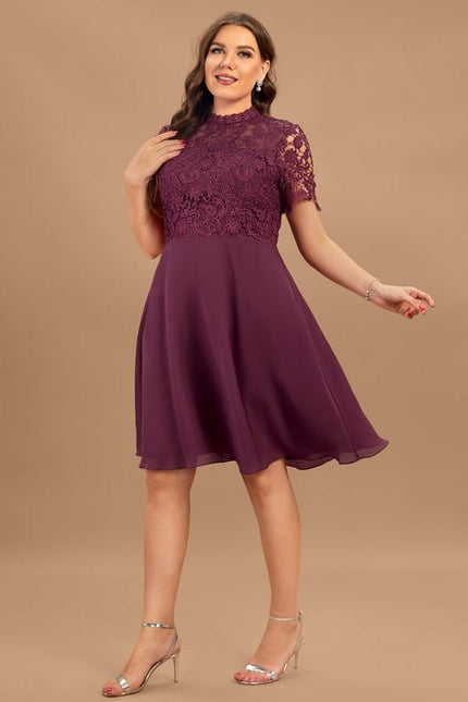 Robe Trapèze Violet Dentelle Douce - gallery 7