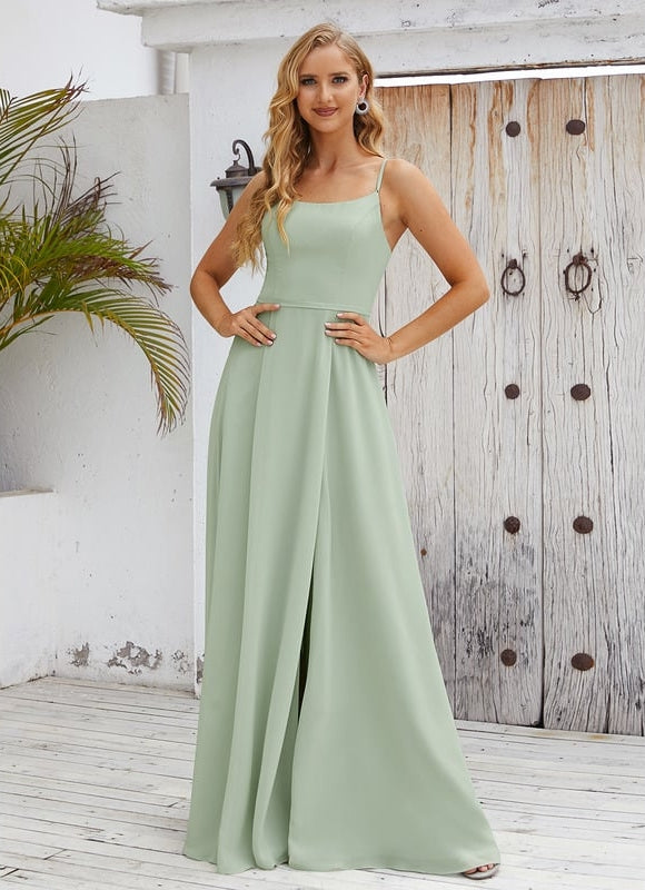 Robe Trapèze Bleue Soirée Longue Slit - gallery 8