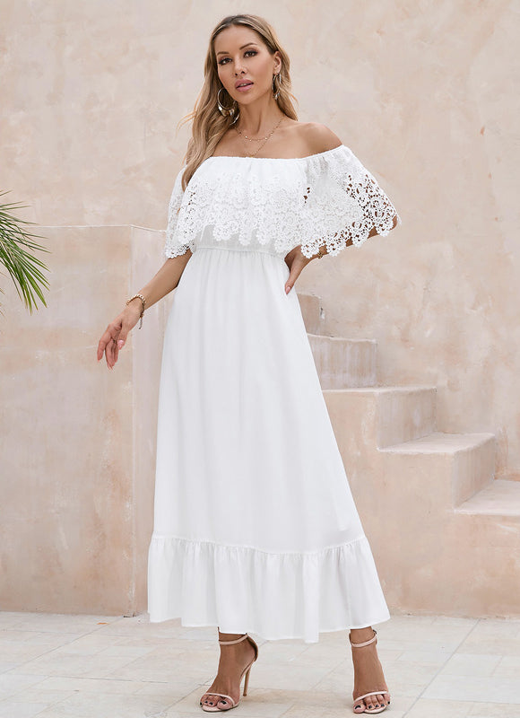 Robe Trapèze Blanche Bohème - gallery 2