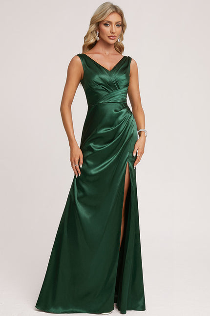 Robe Trapèze Satin Doré Élégante