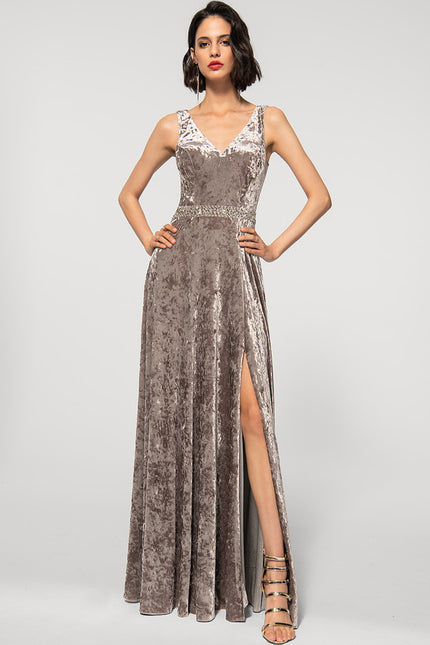 Robe Trapèze Satiné Sable Élégant - gallery 2