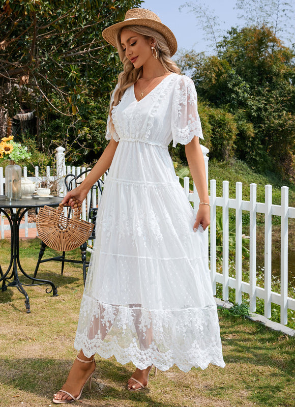 Robe Trapèze Élégance Blanche Éthérée - gallery 2
