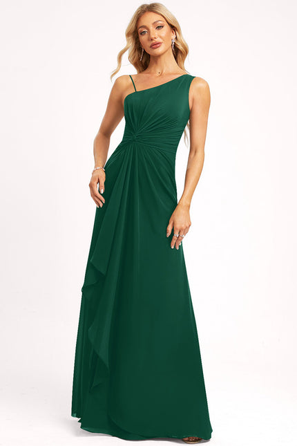 Robe Trapèze Verte Mousseline À Volants - gallery 4