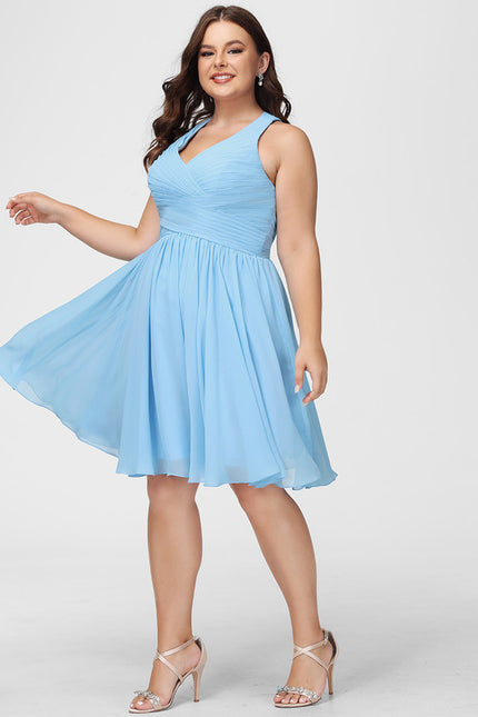 Robe Trapèze Bleu Vaporeux Chic - gallery 6