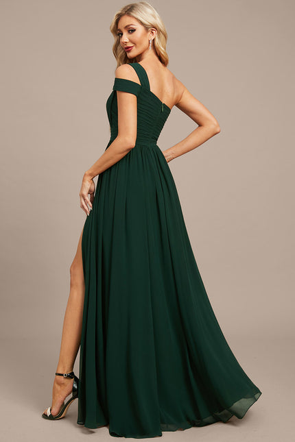 Robe Trapèze Verte Soirée Plissée - gallery 7