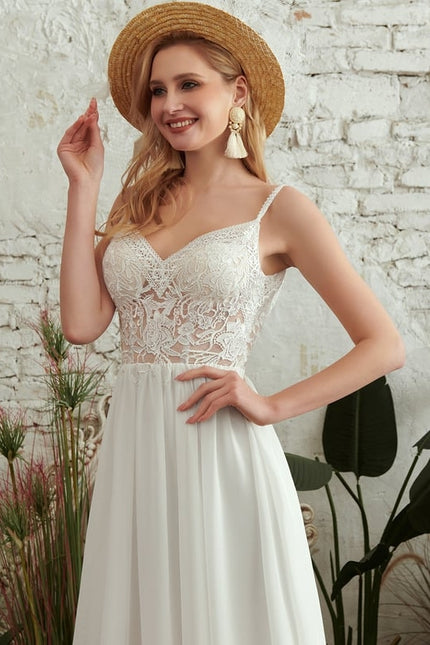 Robe Trapèze Blanche Dentelle Et Perles - gallery 3