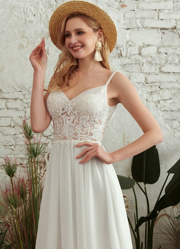 Robe Trapèze Blanche Dentelle Et Perles - gallery 3