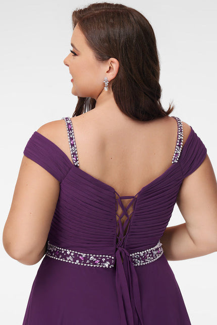 Robe Trapèze Violet Mousseline À Paillettes - gallery 7