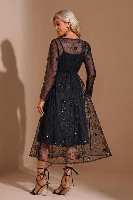 Robe Trapèze Noir Étoilé Chic - gallery 2
