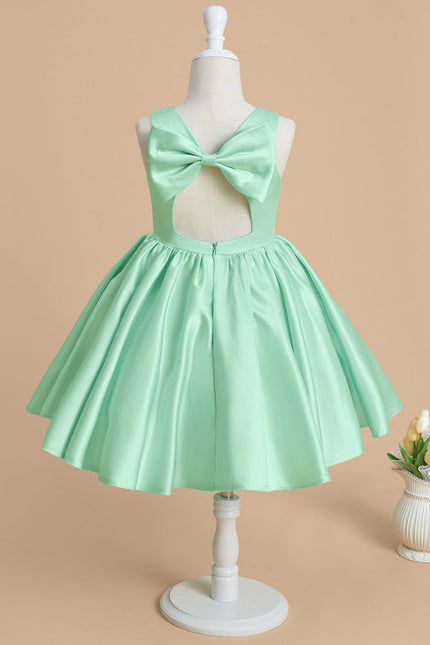 Robe Trapèze Satin Vert Poudré