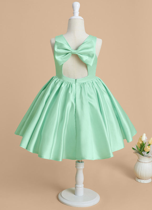 Robe Trapèze Satin Vert Poudré