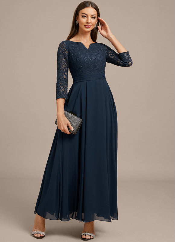 Robe Trapèze Élégance Marine Dentelle - gallery 4