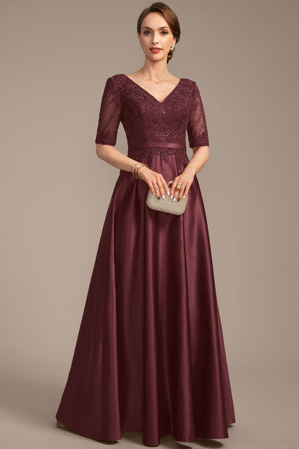 Robe Trapèze Satin Bordeaux Élégant - gallery 3
