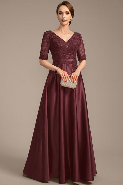 Robe Trapèze Satin Bordeaux Élégant - gallery 3