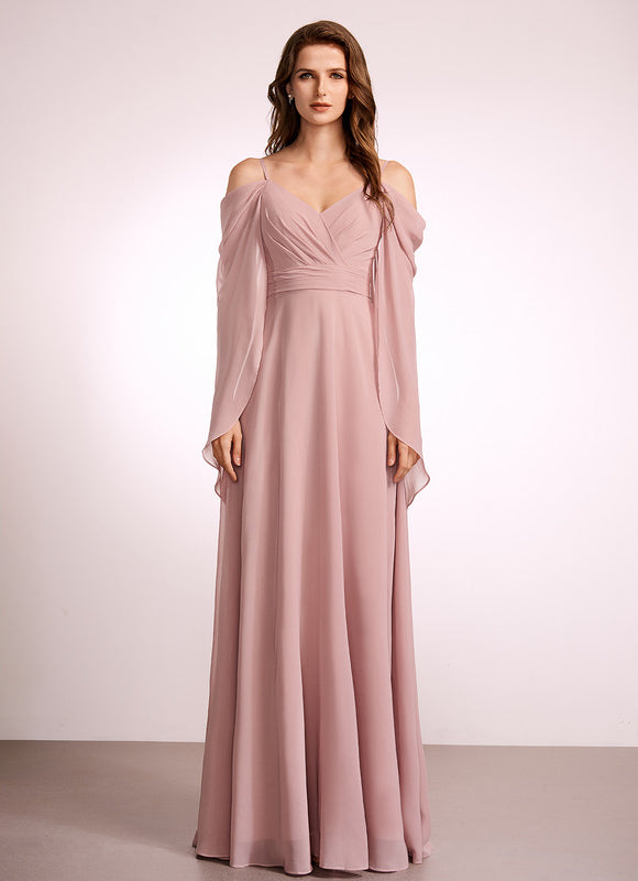 Robe Trapèze Longue Beige Élégante - gallery 2