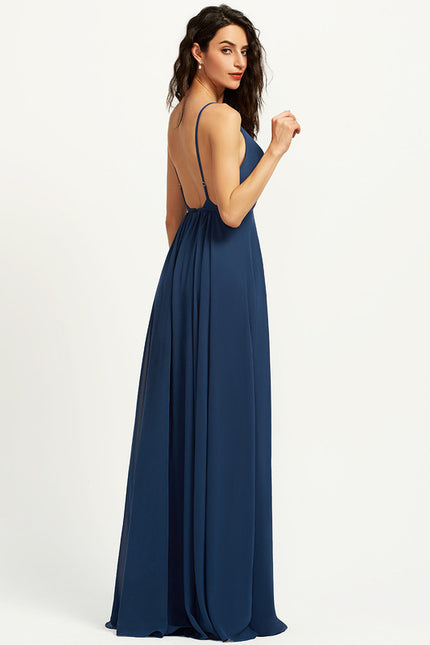 Robe Trapèze Velours Céleste - gallery 1